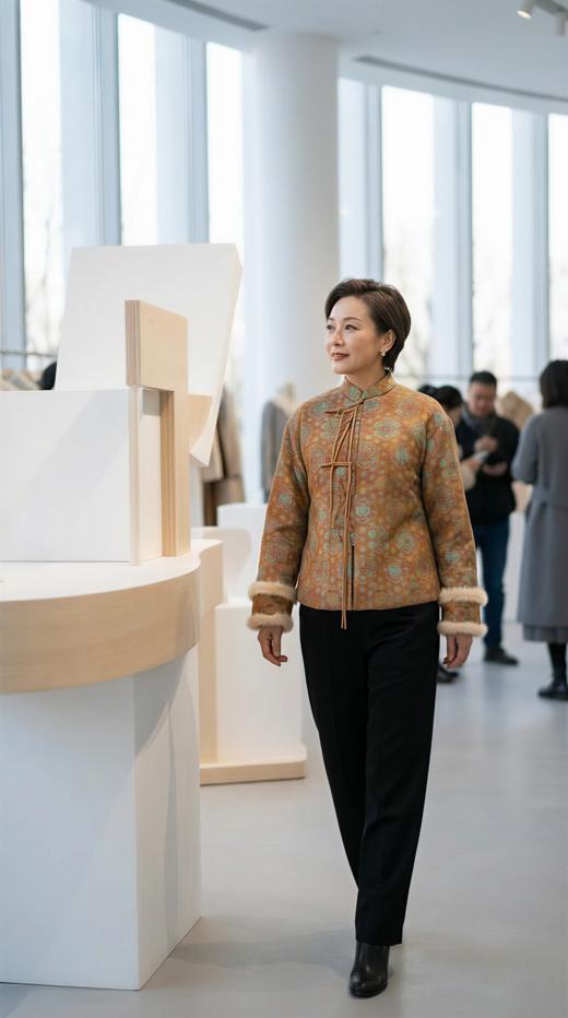 DS HN 门襟收褶中式夹棉外套 商品图3