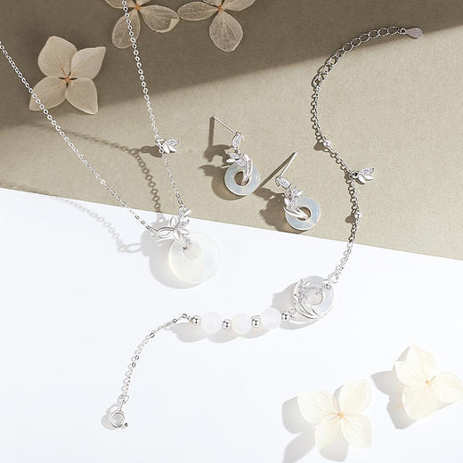 【岁岁平安】纯银平安扣白玉髓麦穗手链【JHY-A000484B】 商品图3