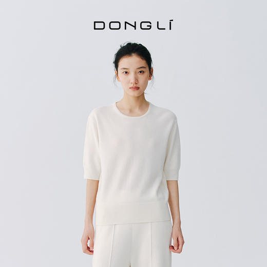 东黎 • 复苏的呼吸 玉露逢春 山羊绒女士轻盈透气圆领半袖 6024 商品图2
