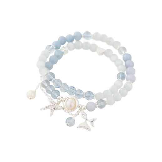 三彩2026新款蓝玉髓猫眼石双圈手串清冷轻奢氛围感淡水珍珠高级女 商品图2