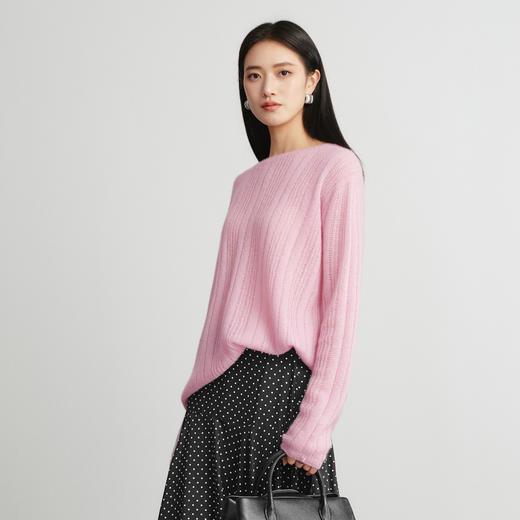 【严选】蒋欣代言伊芙丽桑蚕丝羊绒软糯镂空针织衫女2026春季新款毛衫女1H2930571Q 商品图3