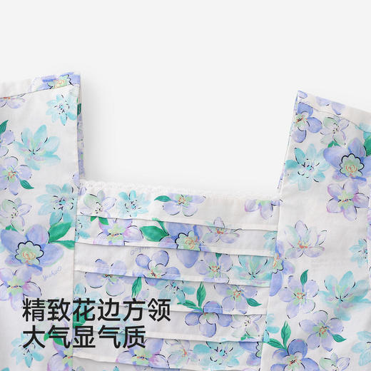 【100%精梳棉】英氏儿童连衣裙女童夏季短袖连衣裙日常休闲小裙子可爱舒适方领裙 商品图2