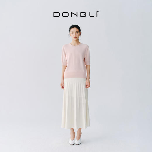 东黎 • 复苏的呼吸 玉露逢春 山羊绒女士轻盈透气圆领半袖 6024 商品图1