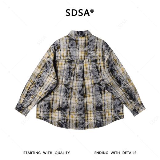 SDSA男装2026新款高贵轻奢美式复古扎染撞色格纹格子长袖衬衫百搭 商品图4