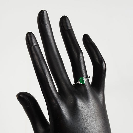 【天然正品】AU750精品白金镶天然0.75克拉木佐绿祖母绿（仁慈、友善）戒指14号（戒圈可改）260126NJM57 商品图9