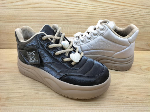 2024冬季女鞋新款豪行24451366M加绒时尚运动鞋休闲高帮系带棉鞋 商品图5