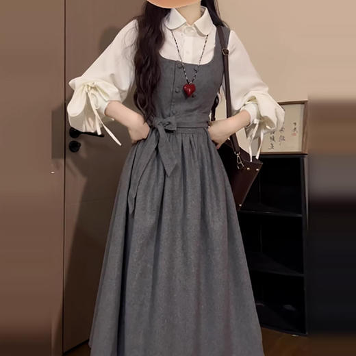 裁缝学苑AS637新款背带连衣裙衬衫套装纸样女装收腰长裙两件套样板 商品图3