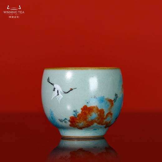 问鼎鼎峰系列天青老款玉钟杯（瑞鹤图） 商品图0