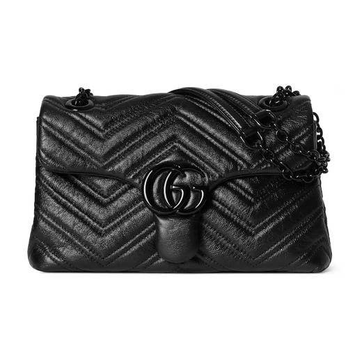 GUCCI 古驰 女士GG Marmont系列小号单肩背包 黑色 855371 AAFS1 1000 商品图0