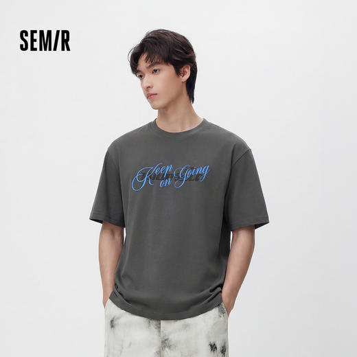 森马短袖T恤男夏季潮流字母印花针织衫2026新款吸湿速干圆领上衣 商品图1