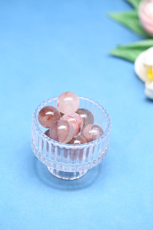 迷罗元和堂 | 聚能 红胶花水晶球 9颗 配玻璃杯【器悟雅玩】 商品图0