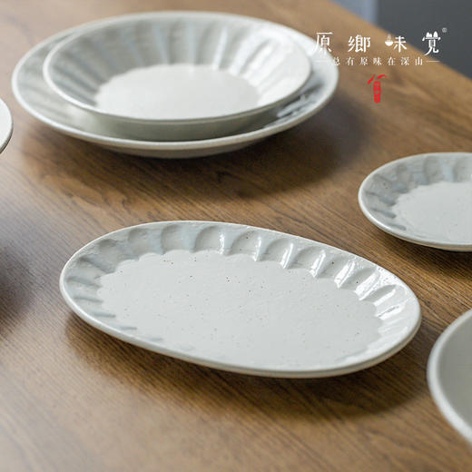 【系列满39元包邮】复古白粉引陶瓷餐盘/大汤碗/拉面碗/沙拉碗/深盘（基地直发-中通快递）| 多种规格，日本进口【合作生产，公平贸易】 商品图4
