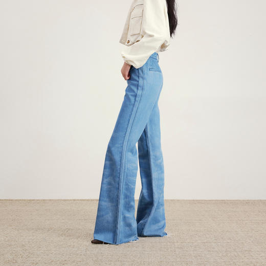 lost in echo2026年春夏新款时髦高腰修身显瘦直筒渐变牛仔喇叭裤 商品图3