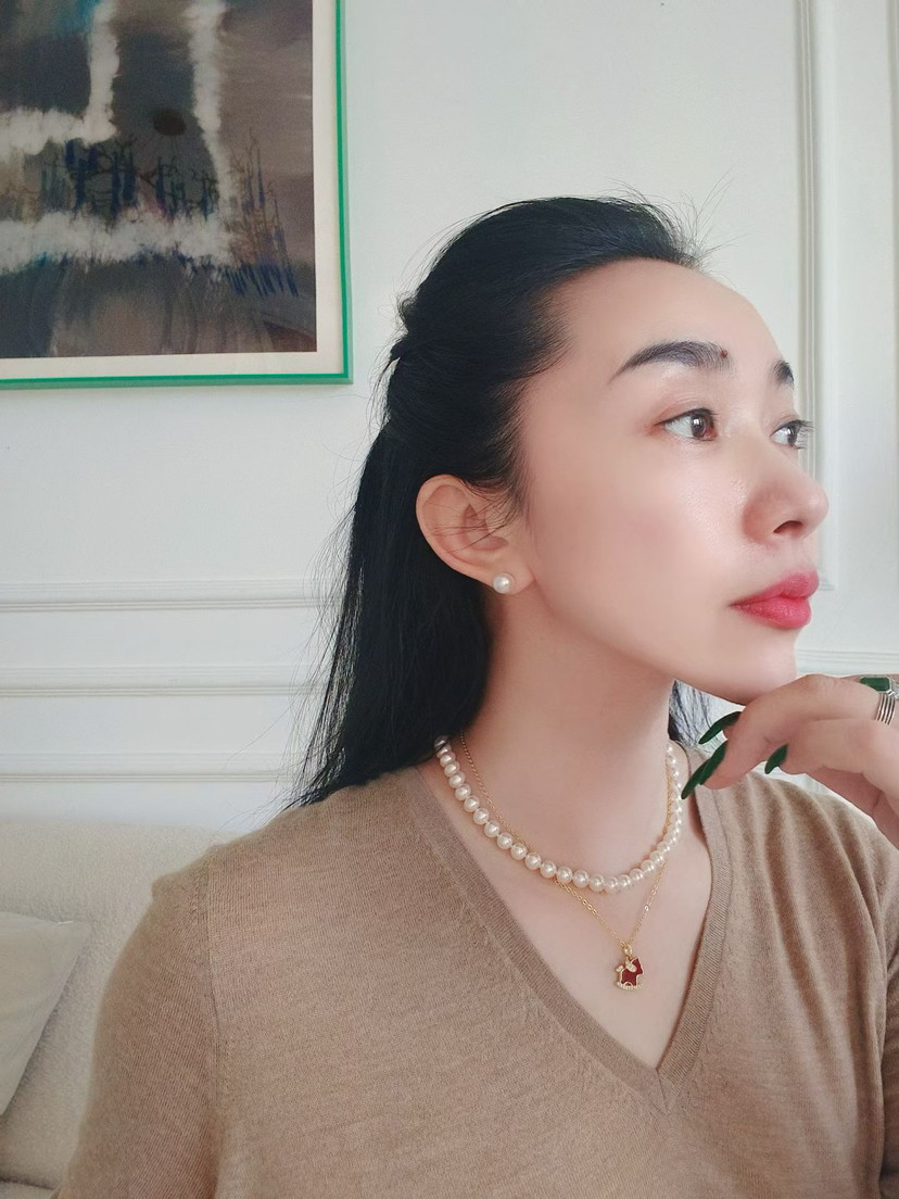 【新年优惠特价】AKOYA珍珠耳针 ·18k金镶嵌海水珍珠耳针