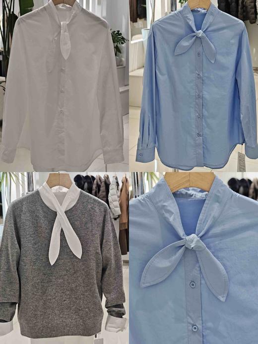 686022飘带领叠穿衬衫 商品图0