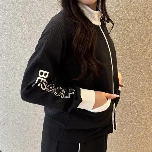 BEAMS GOLF 女款 斜纹黑白配色立领外套+抽绳短裙套装 弹力舒适防紫外线 商品图1