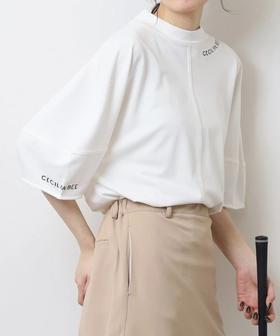 CECIL McBEE green 高尔夫女士 宽松落肩字母半袖T恤 简约舒适