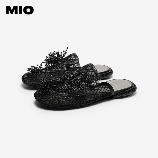 【上新】MIO米奥拖鞋网面镂空水晶花2026夏季新款低跟时尚凉鞋包头拖女鞋M262200502 商品图2