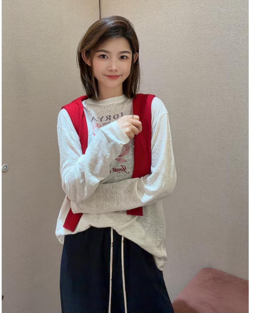 露思同款 渠道圆正 幸运果圆领长袖T恤 我穿XL贼宽松 商品图5