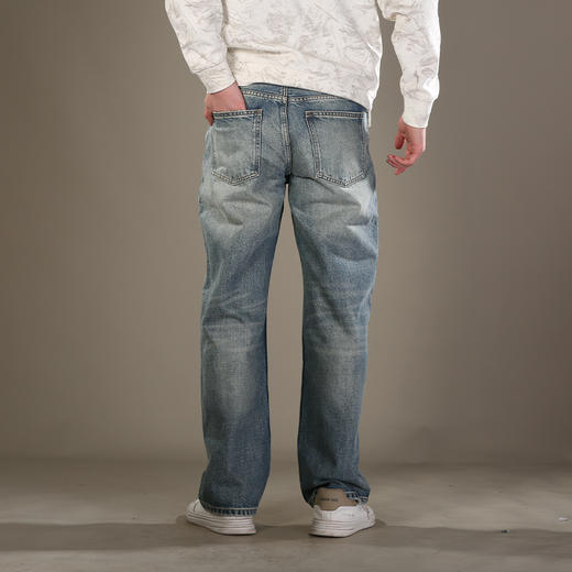 DRONKOO 2026 正常腰五袋款复古洗水中厚牛仔长裤 商品图4