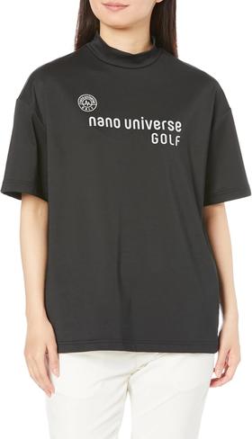 【nano universe GOLF】女士高尔夫 弹力小高领短袖T恤 字母印花 宽松休闲百搭
