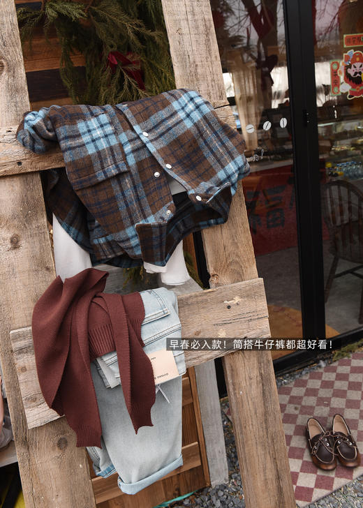 磨毛厚衬衫韩系格子外套 商品图5