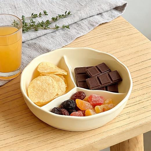 【花型三格深盘】陶瓷色釉家用加深分格餐盘早餐减脂分菜盘一人食餐具 商品图3