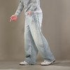 DRONKOO 2026 内抽绳半松紧前长短破骨复古洗水中厚牛仔长裤 商品缩略图1