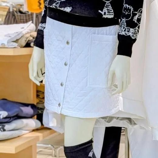 BEAMS GOLF 女款 秋冬新款橙标菱格夹棉短裙 保暖排扣A字版休闲运动裙 商品图2