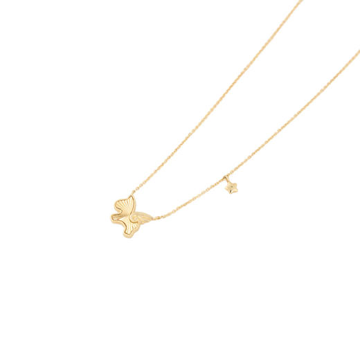 三彩2026新款车花小马吊坠项链法式轻奢甜美立体纹理星星通勤约会 商品图3