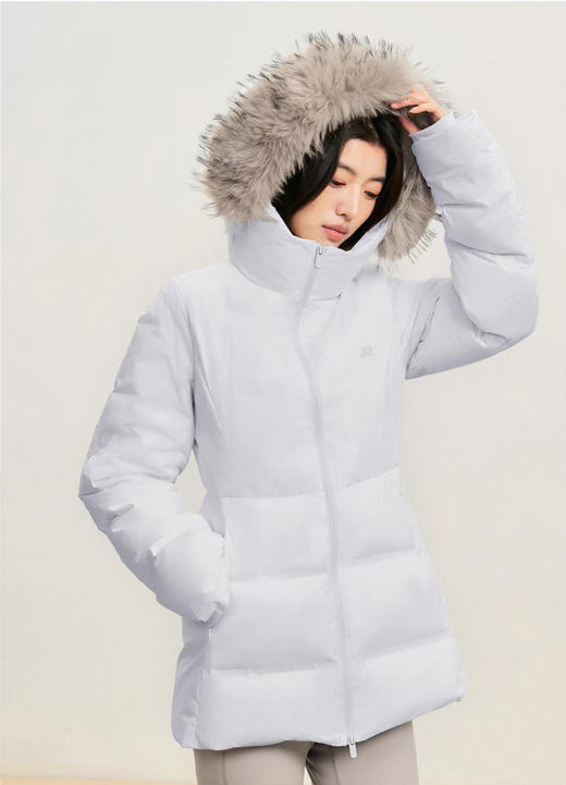 正品原单狐狸毛领新国标90白鸭绒收腰羽绒服 商品图3