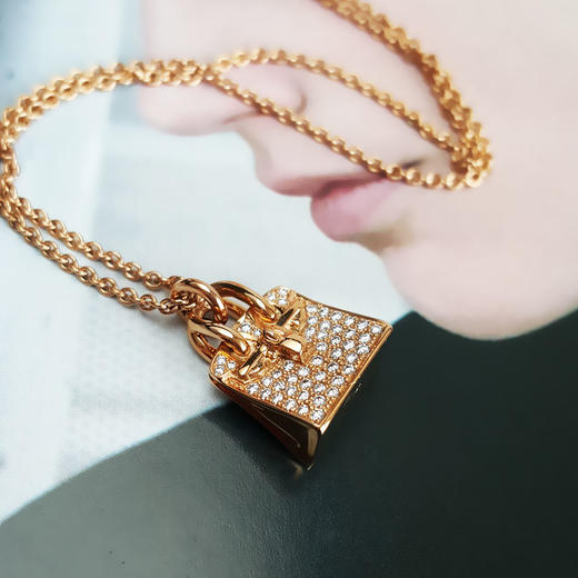 【闲置】Hermes爱马仕H109614B 00玫瑰金满钻Birkin项链 链长约40cm 女士 300126NJS46 商品图4