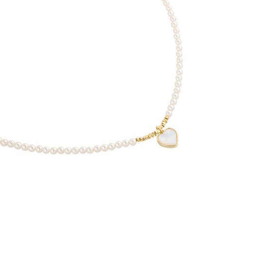 三彩2026新款法式贝壳爱心吊坠项链珍珠串珠碎金链条锁骨链甜美女 商品图3