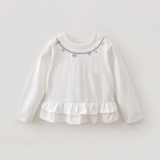 马克珍妮闪亮珠宝链女童纯棉花边T恤2026年春装新款560122 商品图4