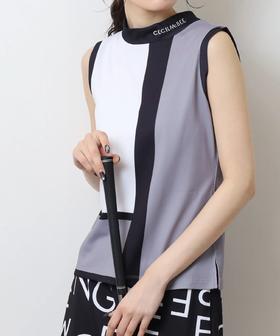 CECIL McBEE 高尔夫 女士 彩色块撞色拼接无袖小高领T恤