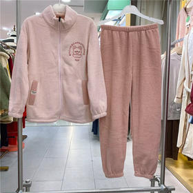 女士立领休闲睡衣套装果粒绒保暖可外穿家居服套装【24R41088】