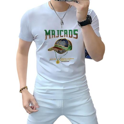 夏季新款丝光棉男士短袖t恤圆领衫舒适透气男装半袖套头重工刺绣   JYYP-6336# 商品图4