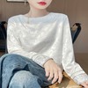 【圆领衬衫女新中式】素雅提花休闲 春秋新款气质奢华缎面打底衬衣  商品缩略图1