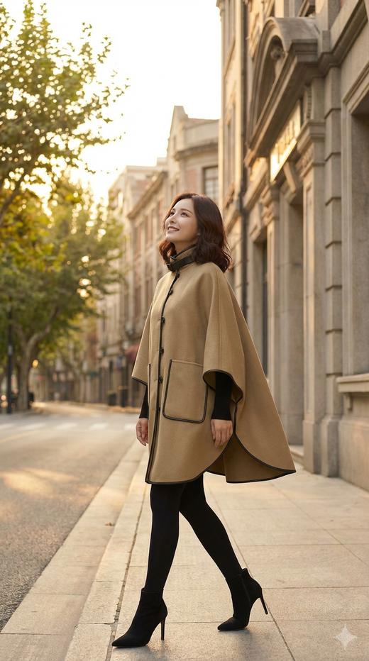 Anica HN 立领斗篷双面手工大衣 商品图5