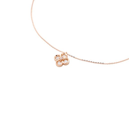 三彩2026新款贝壳四叶草吊坠项链玫瑰金轻奢锆石幸运温柔氛围浪漫 商品图3
