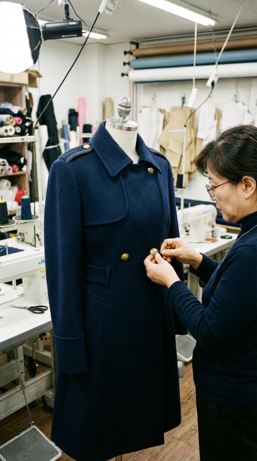 HN 双排扣异形搭片双面手工长款腰带大衣（附腰带） 商品图2