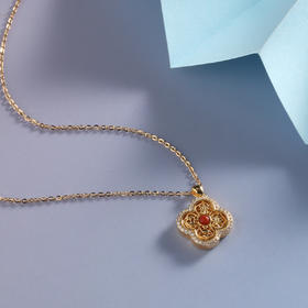 【宏艺珠宝】鎏金花影·银s925项链