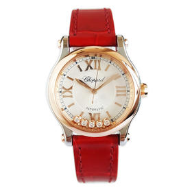 【95新】CHOPARD 萧邦278573-6013自动机械机芯30MM（女款）精钢/18K玫瑰金HAPPY SPORT系列170126TJ53