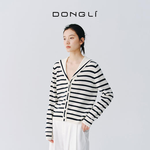 东黎 • 复苏的呼吸 云出海曙 山羊绒女士海军领开衫 6149 商品图2