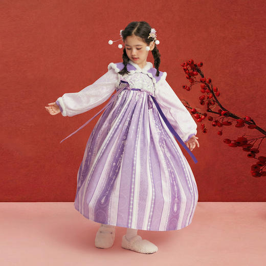 笛莎/Deesha 观山见中大童女童冬季国风连衣裙 商品图2