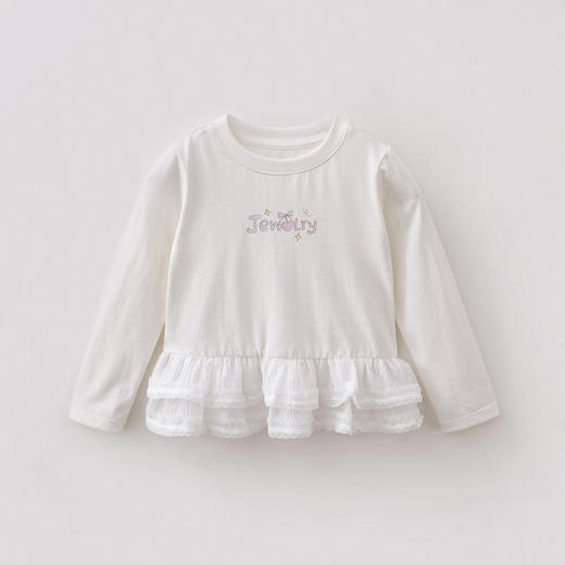 马克珍妮萌趣猫咪女童亲肤花边T恤2026年春装新款560081 商品图3