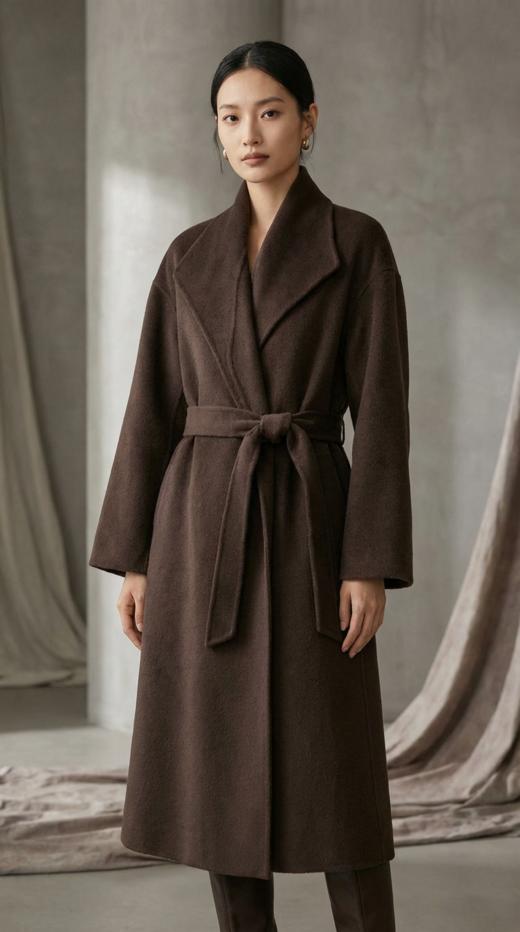 IC同款造型立领珠边双面手工大衣 商品图0