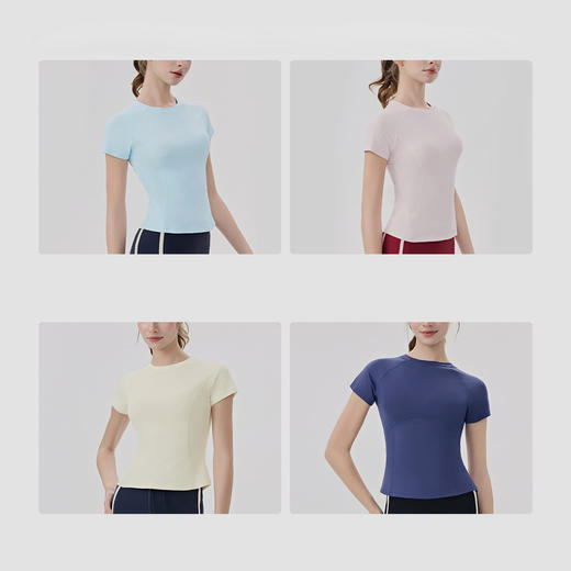 YOGACODE【火树银花系列】吸湿速干瑜伽短袖女凉感网纱透气健身上衣DWY116167 商品图3