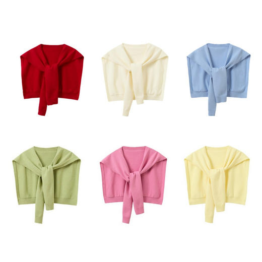 三彩2026新款纯色学院风针织披肩外搭休闲百搭围巾配裙子衬衫潮流 商品图4