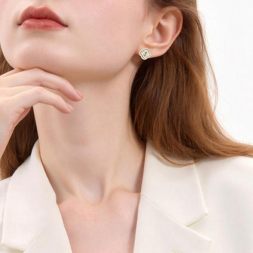 三彩2026新款画漆立体郁金香耳钉s925银针法式复古小香风珍珠女 商品图1